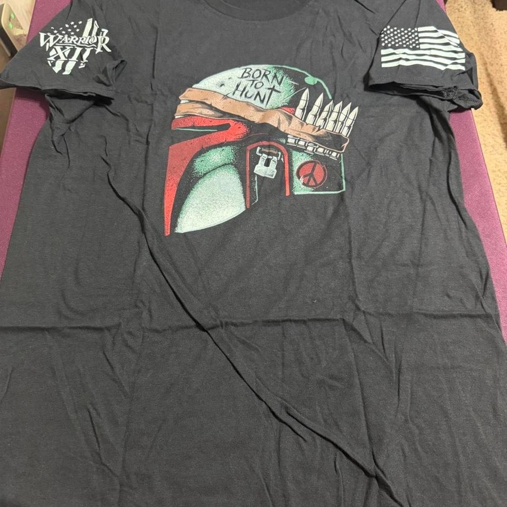 Warrior XII Boba Fett Born To Hunt Black Graphic T-Shirt Mens Large Star Wars